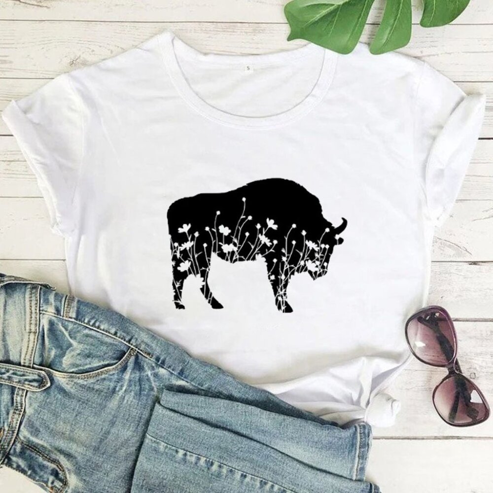 Floral Buffalo Shirt, Buffalo Shirt, Floral Buffalo Tee, Flower Buffalo Shirt